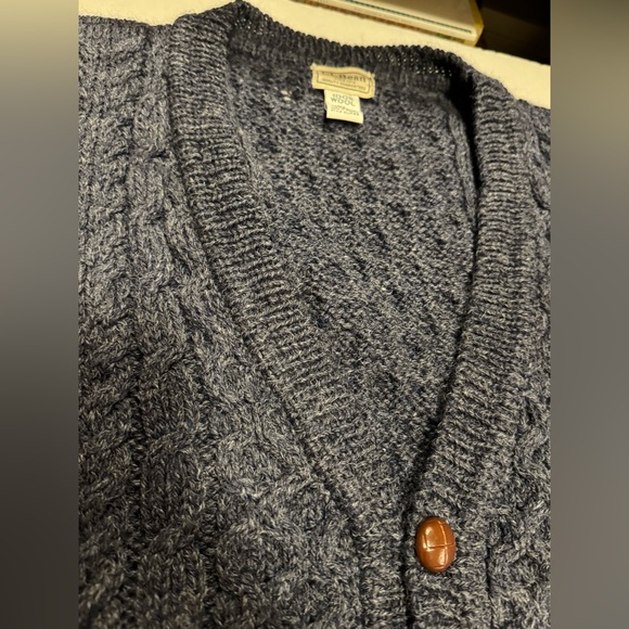VTG LL Bean Men’s 100% Wool Fisherman Cardigan Sweater Grandpa Sz XL Blue - Picture 8 of 11